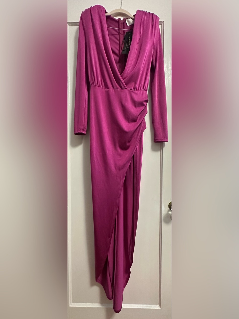 Bronx and Banco Magenta Wrap Maxi Dress with High Slit - Picture 4 of 16